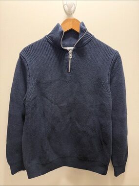 Zara Men's Navy Half-Zip Knit Sweater Size M 26x22